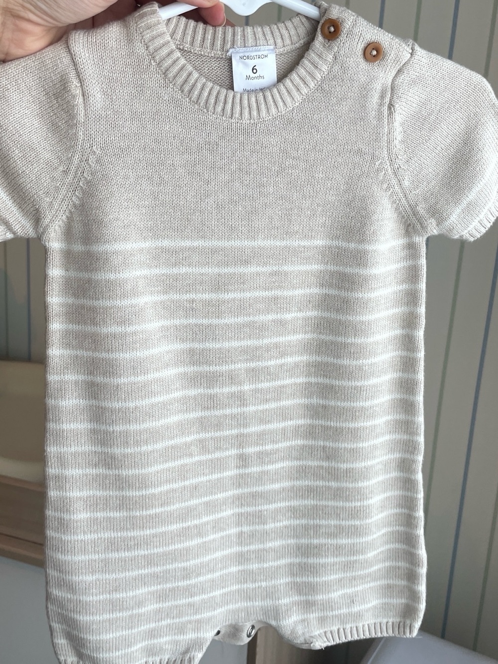 Nordstrom Cream & White Striped Knit Romper